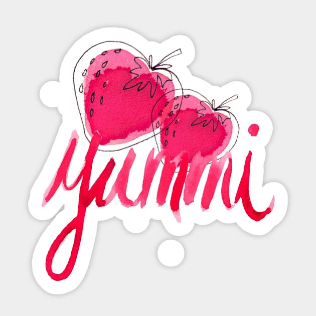 Strawberries "Yummi" Sticker by RanitasArt